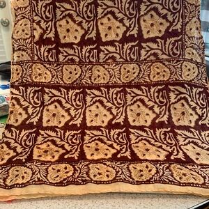 Vintage GEI Silk Scarf Hand Blocked Made in India